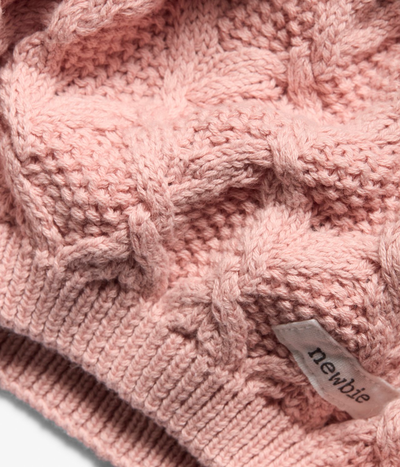 Pattern-knitted pom-pom hat - Pink - 1