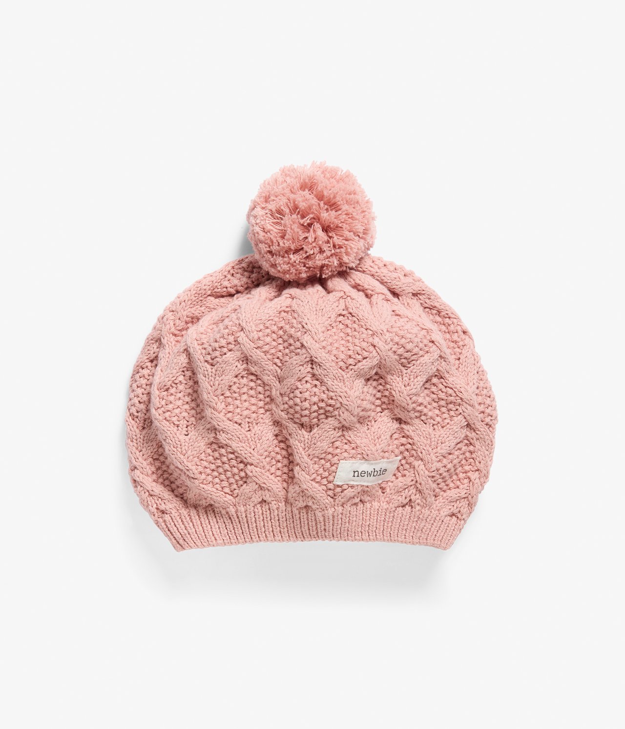 Pattern-knitted pom-pom hat - Pink - 2