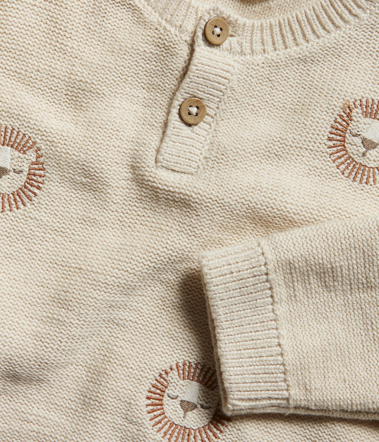 Strickpullover mit Löwenstickerei - Hellbeige - 5
