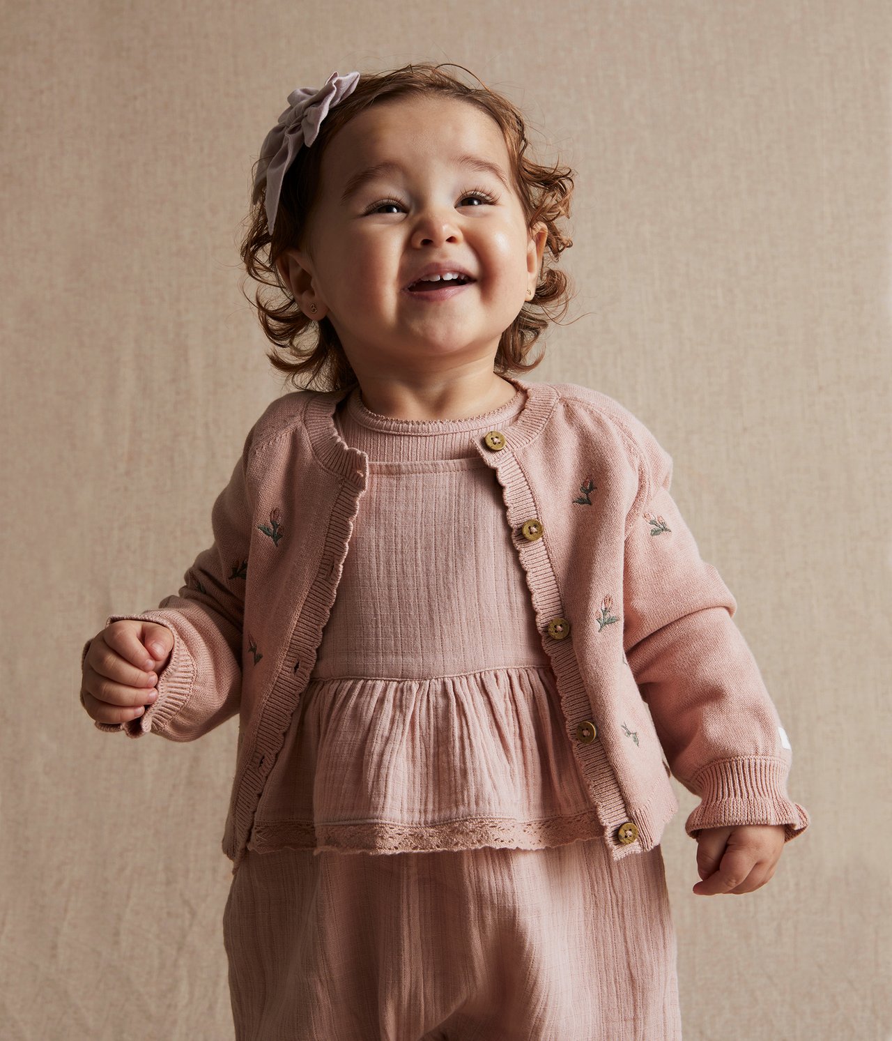 Floral embroidery cardigan - Pink - 2