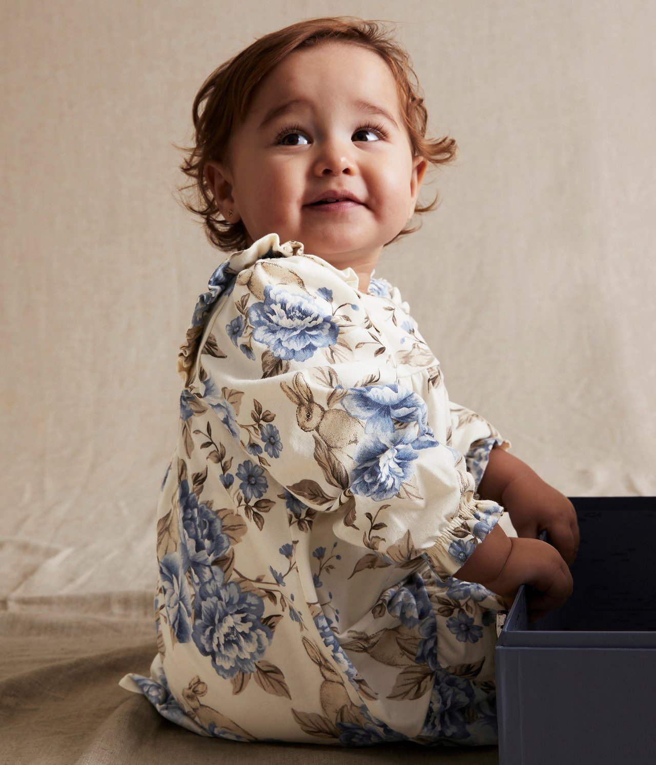 Baby blue flowered bunny dress - Off-white - 1