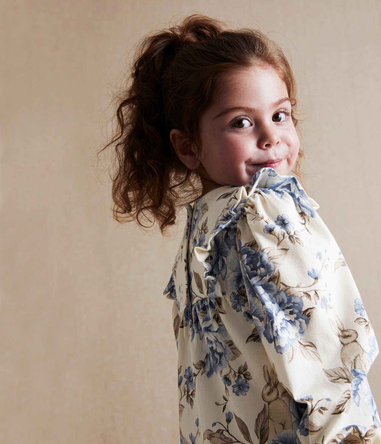 Kids blue flowered bunny dress - Off-white - 2