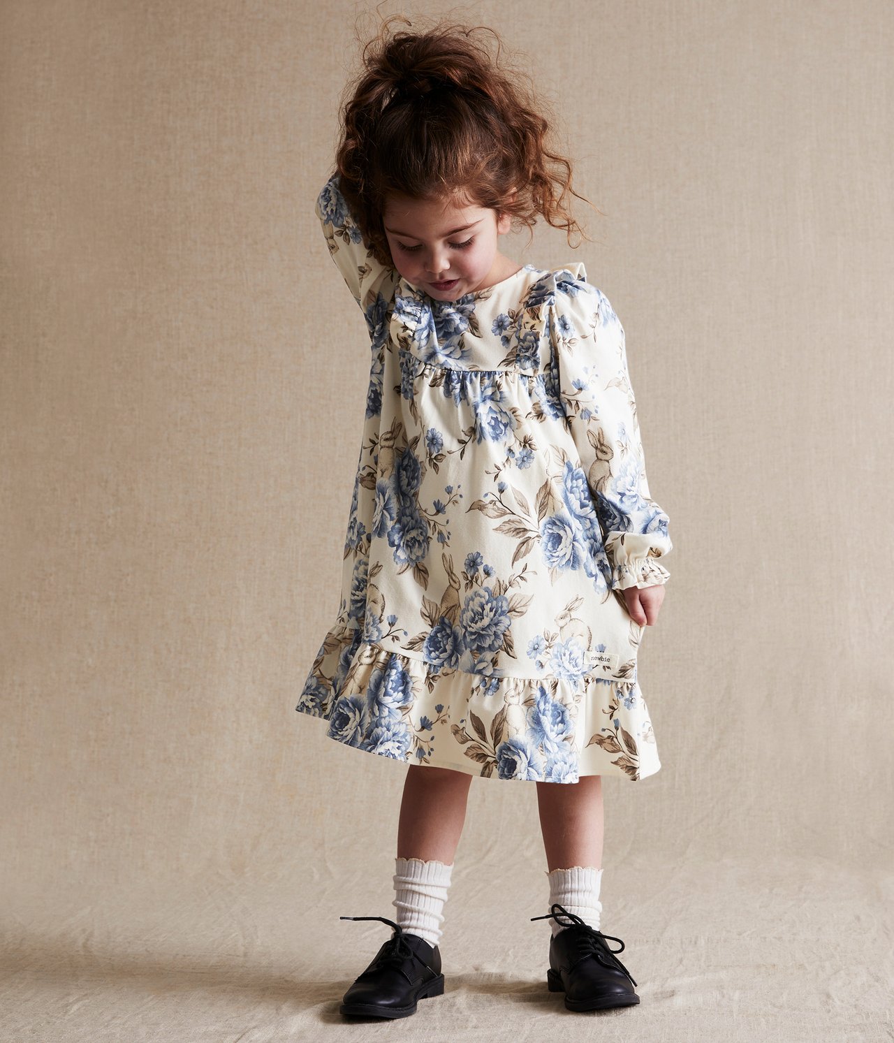 Kids blue flowered bunny dress - Off-white - 3