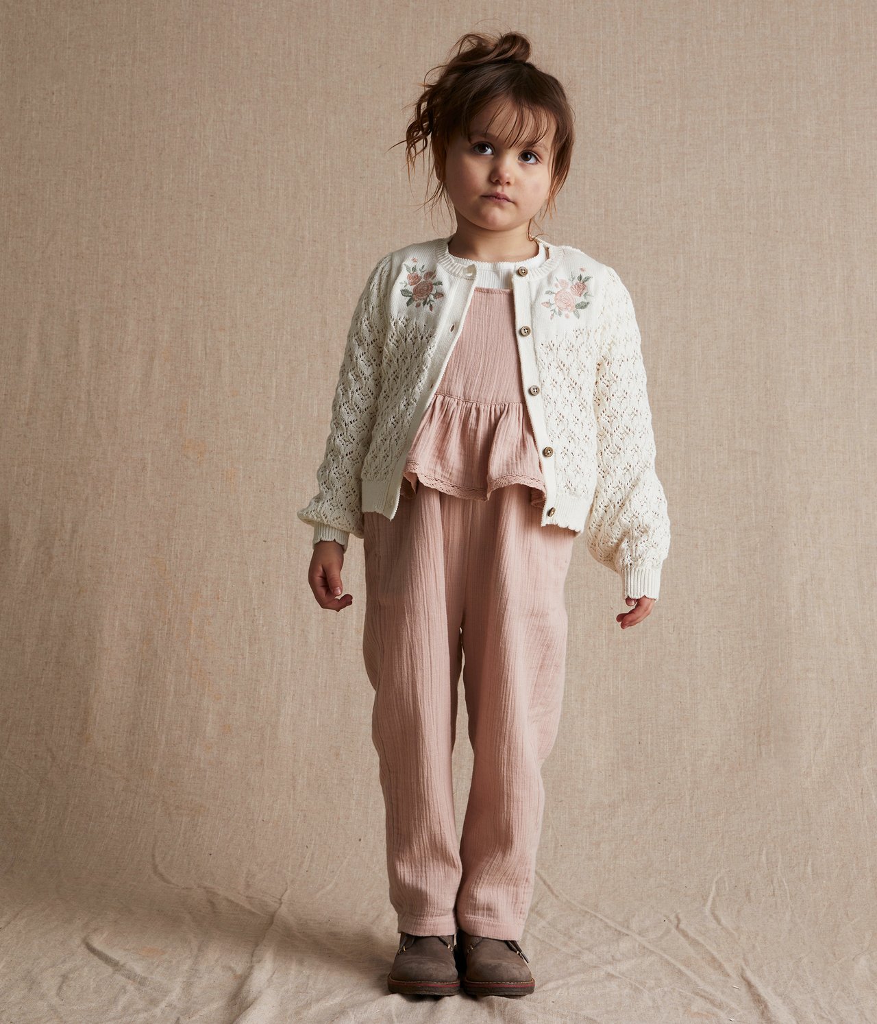 Pattern-knit floral cardigan - Off-white - 2