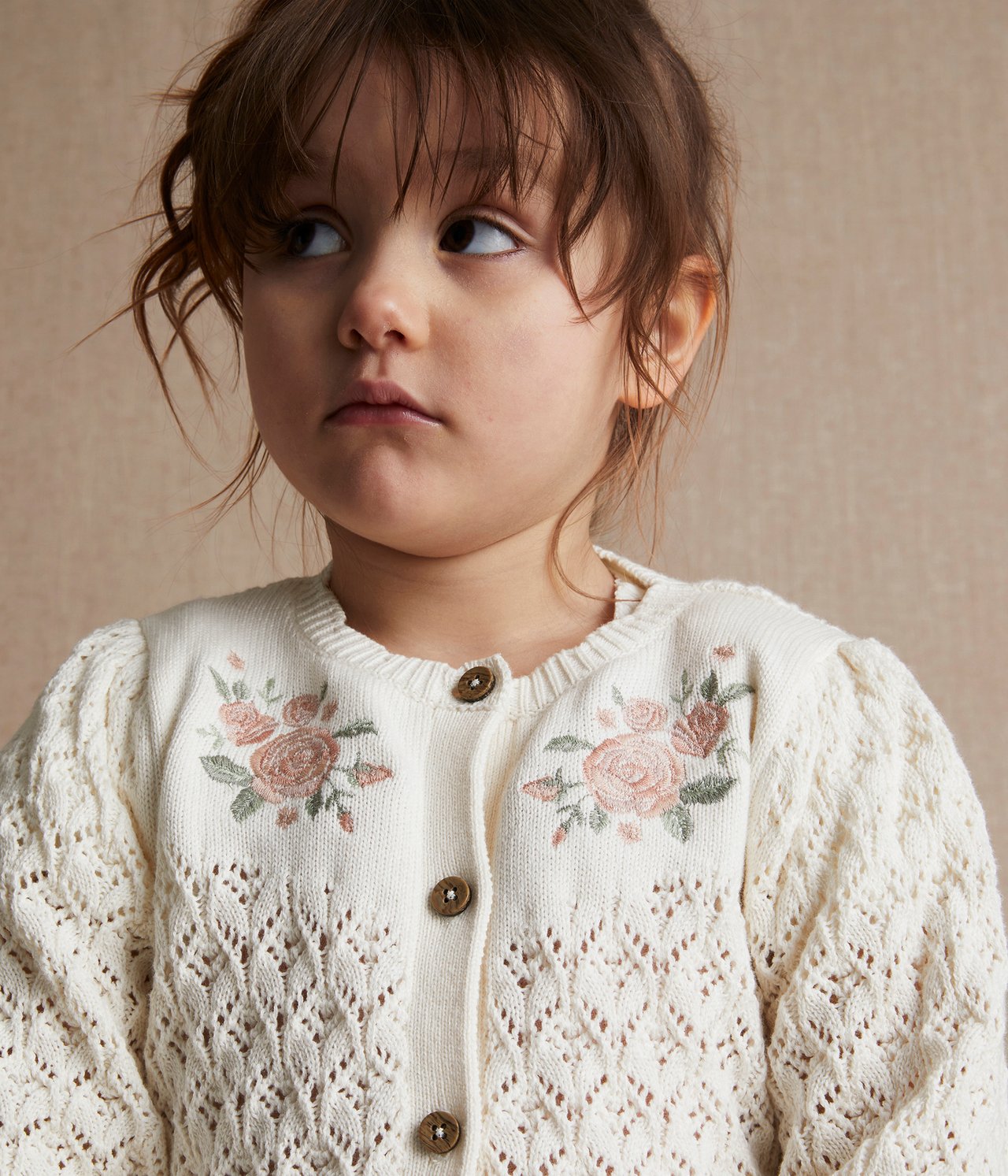 Pattern-knit floral cardigan - Off-white - 4