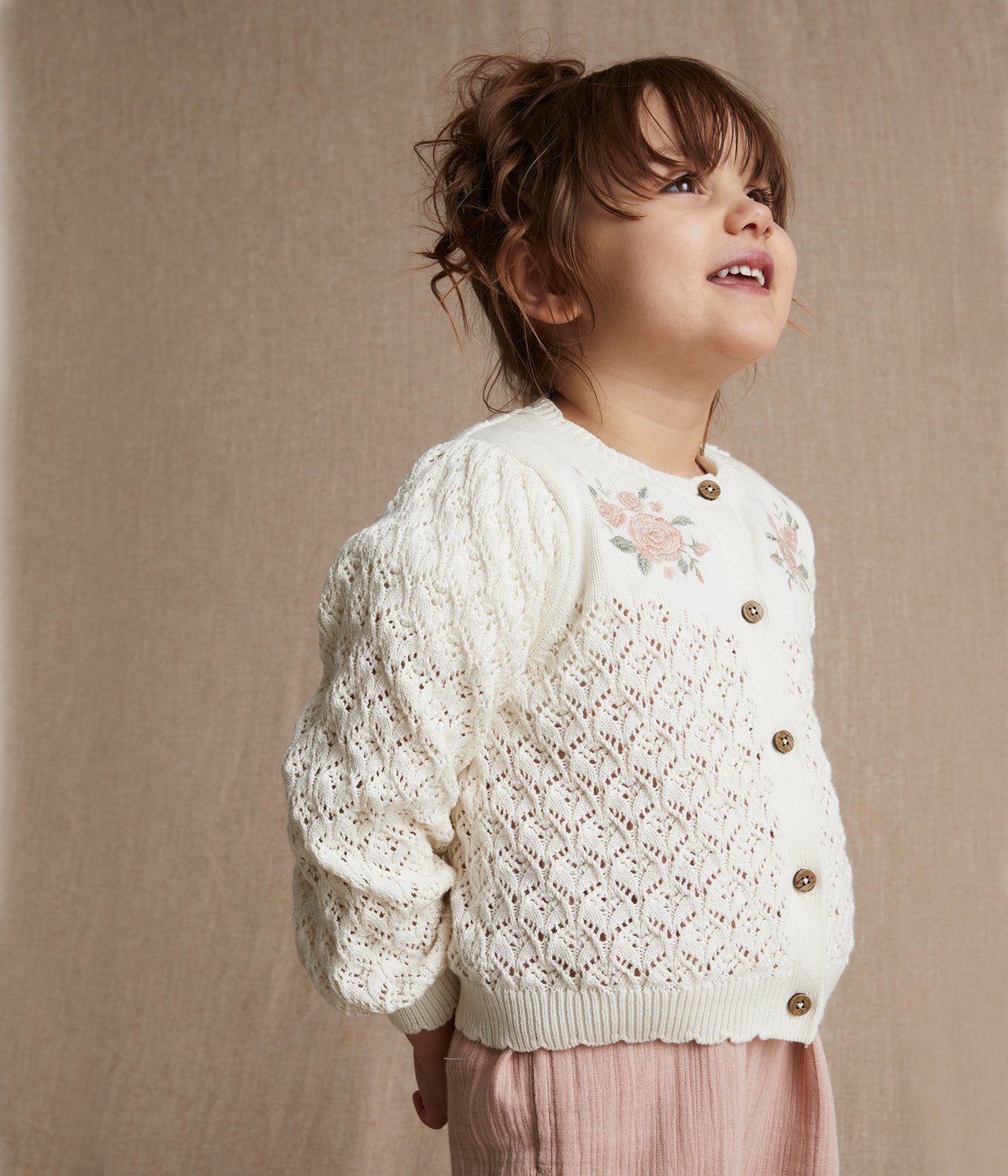 Pattern-knit floral cardigan - Off-white - 5