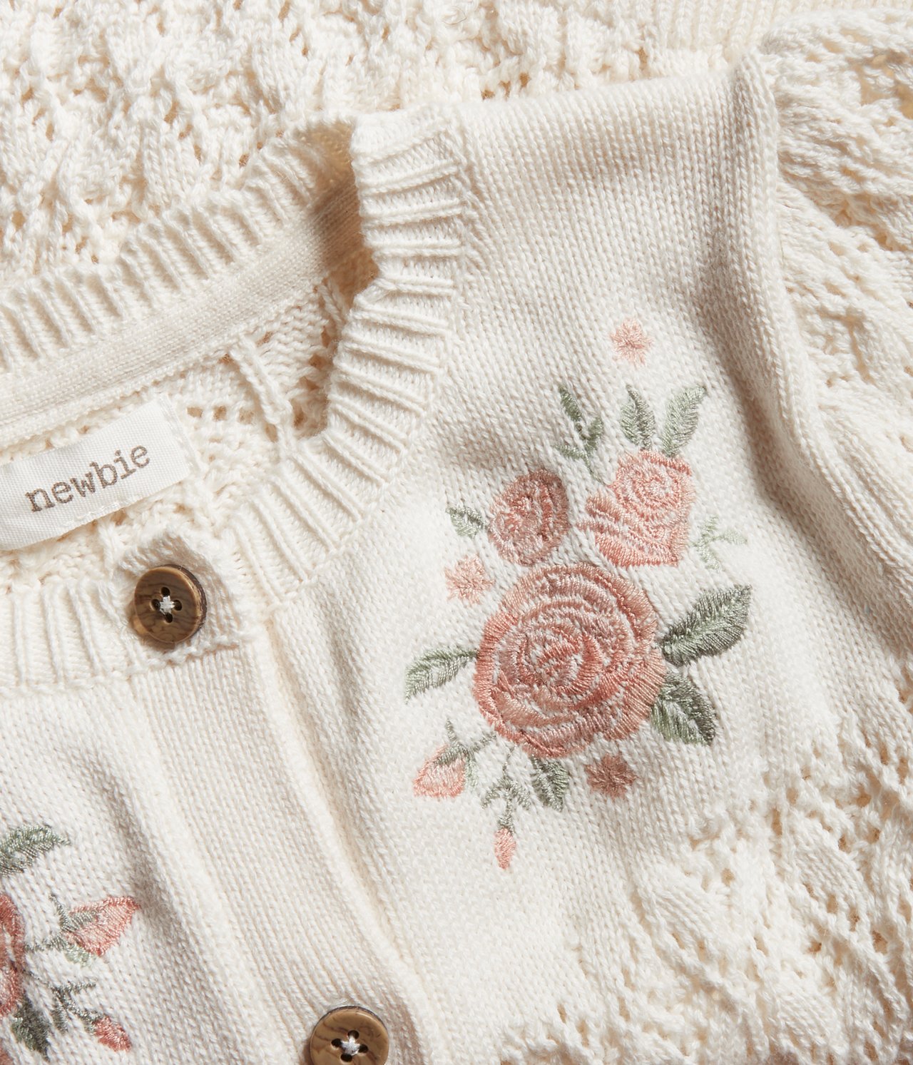 Pattern-knit floral cardigan - Off-white - 6