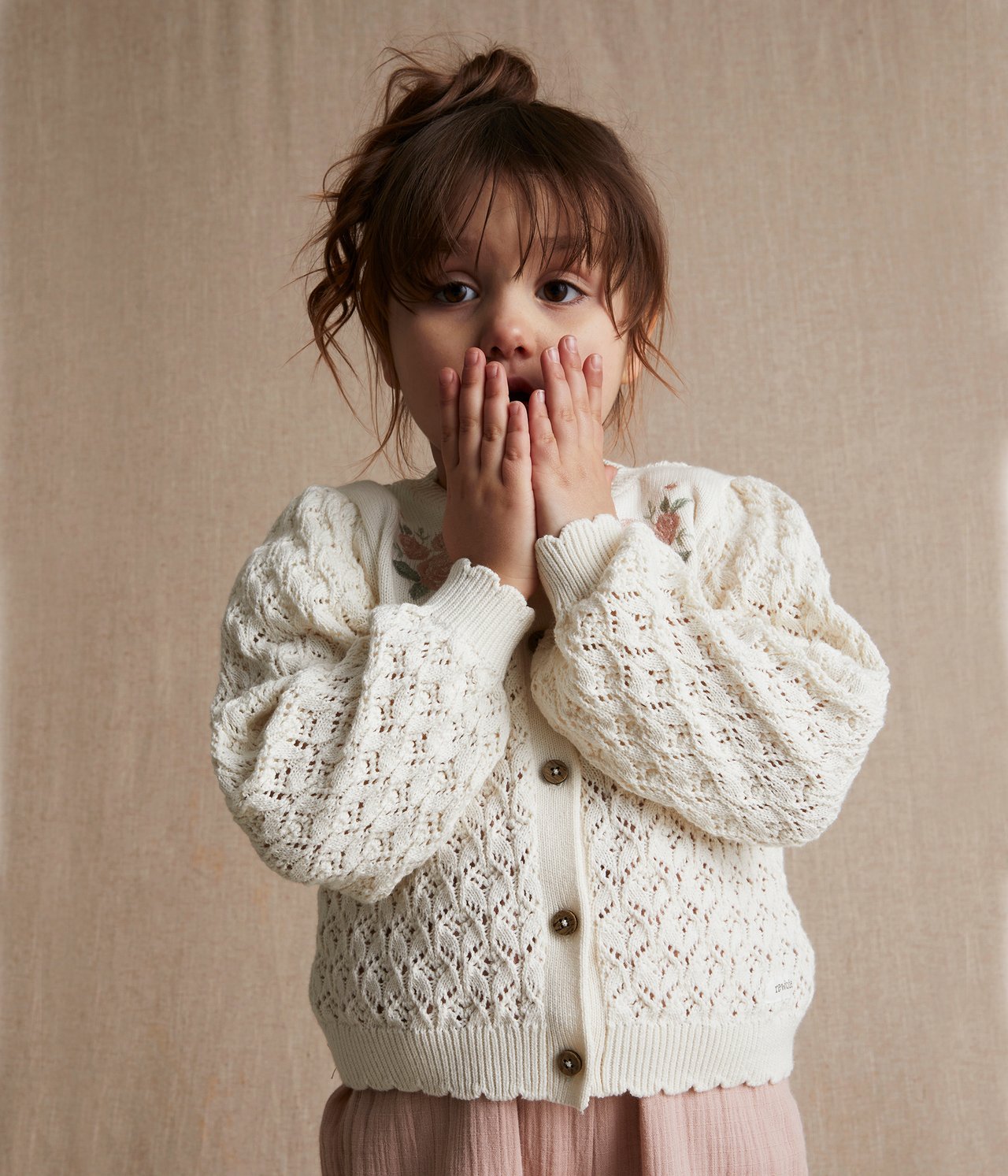 Pattern-knit floral cardigan - Off-white - 1