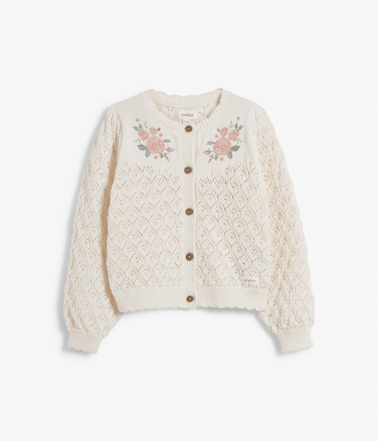 Pattern-knit floral cardigan - Off-white - 7