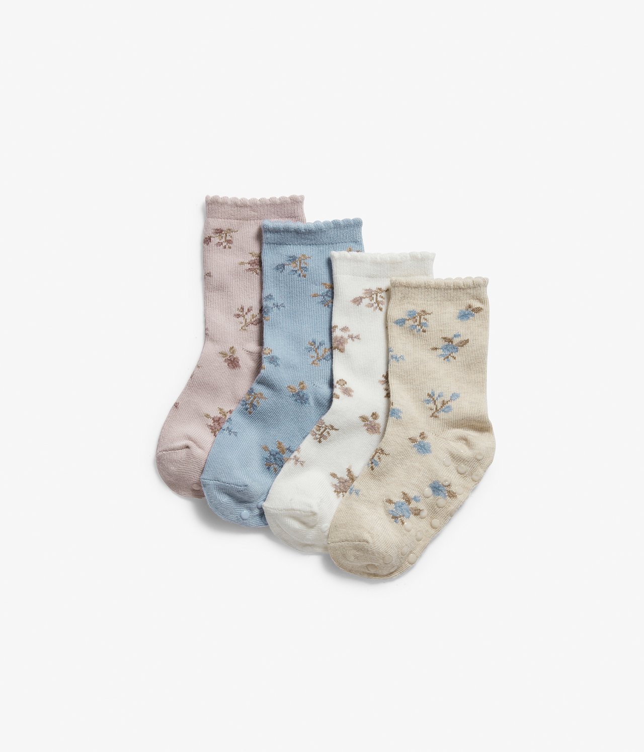 4er-Pack mehrfarbige Socken mit Blumenmuster - Rosa - 1
