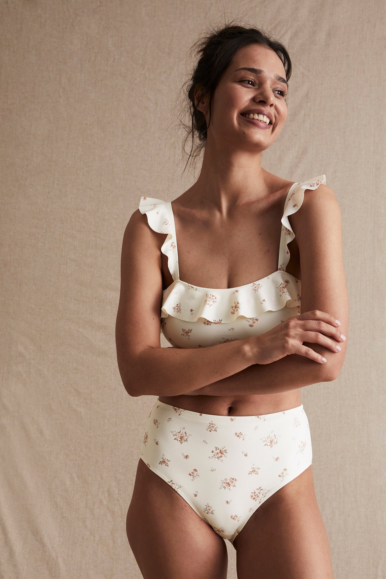 Women's floral bikini top - Off-white - 3