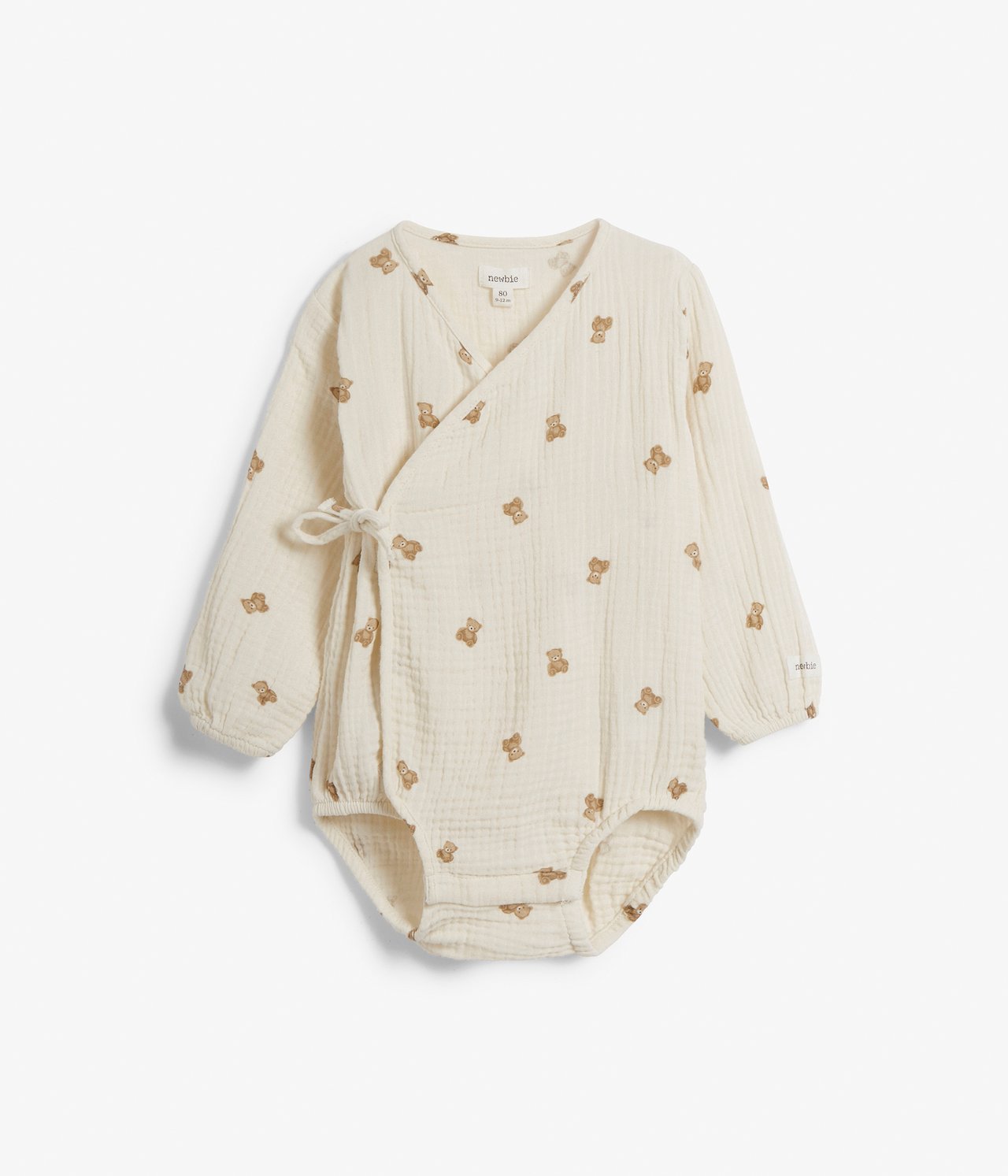 Muslin teddy bear bodysuit - Light beige - 2
