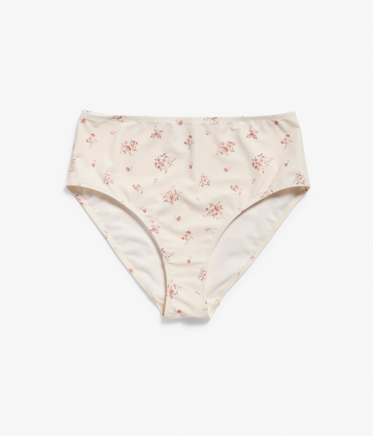 Women's floral high waist bikini briefs - Off-white - 6