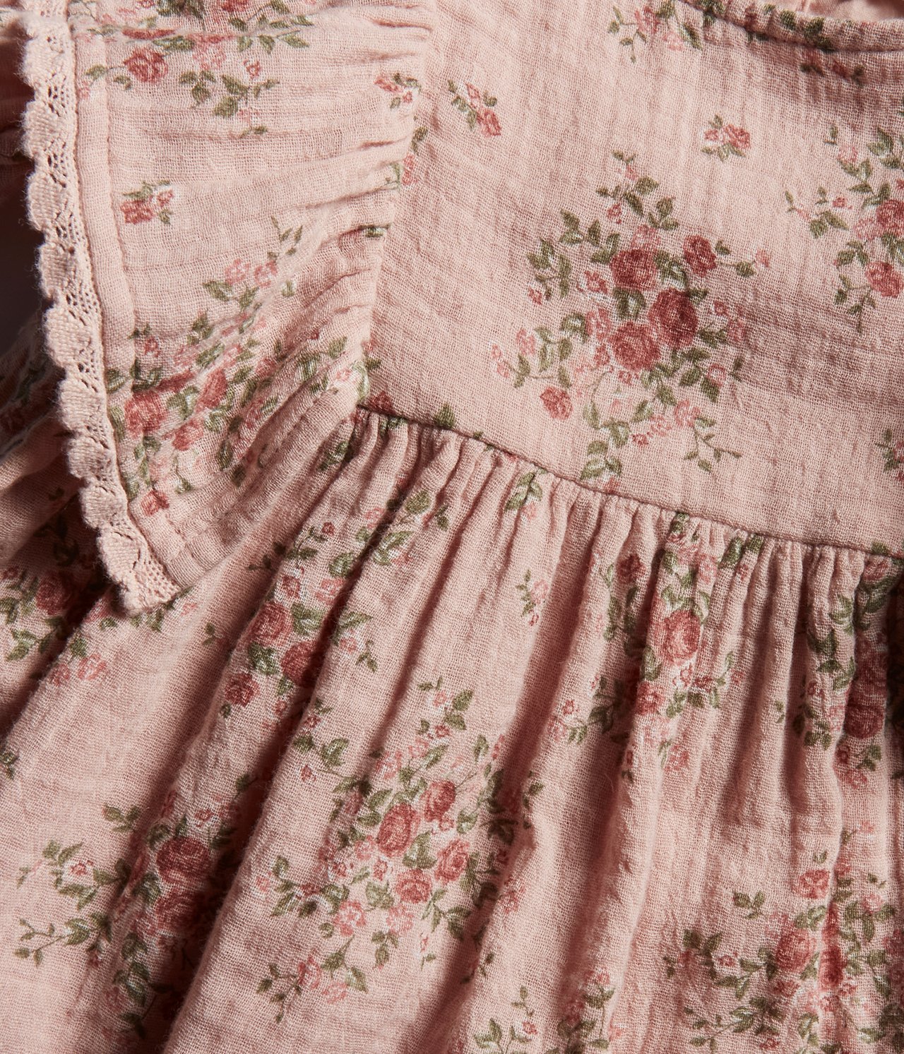 Kleid mit Blumenmuster und Flügelärmeln - Rosa - 3