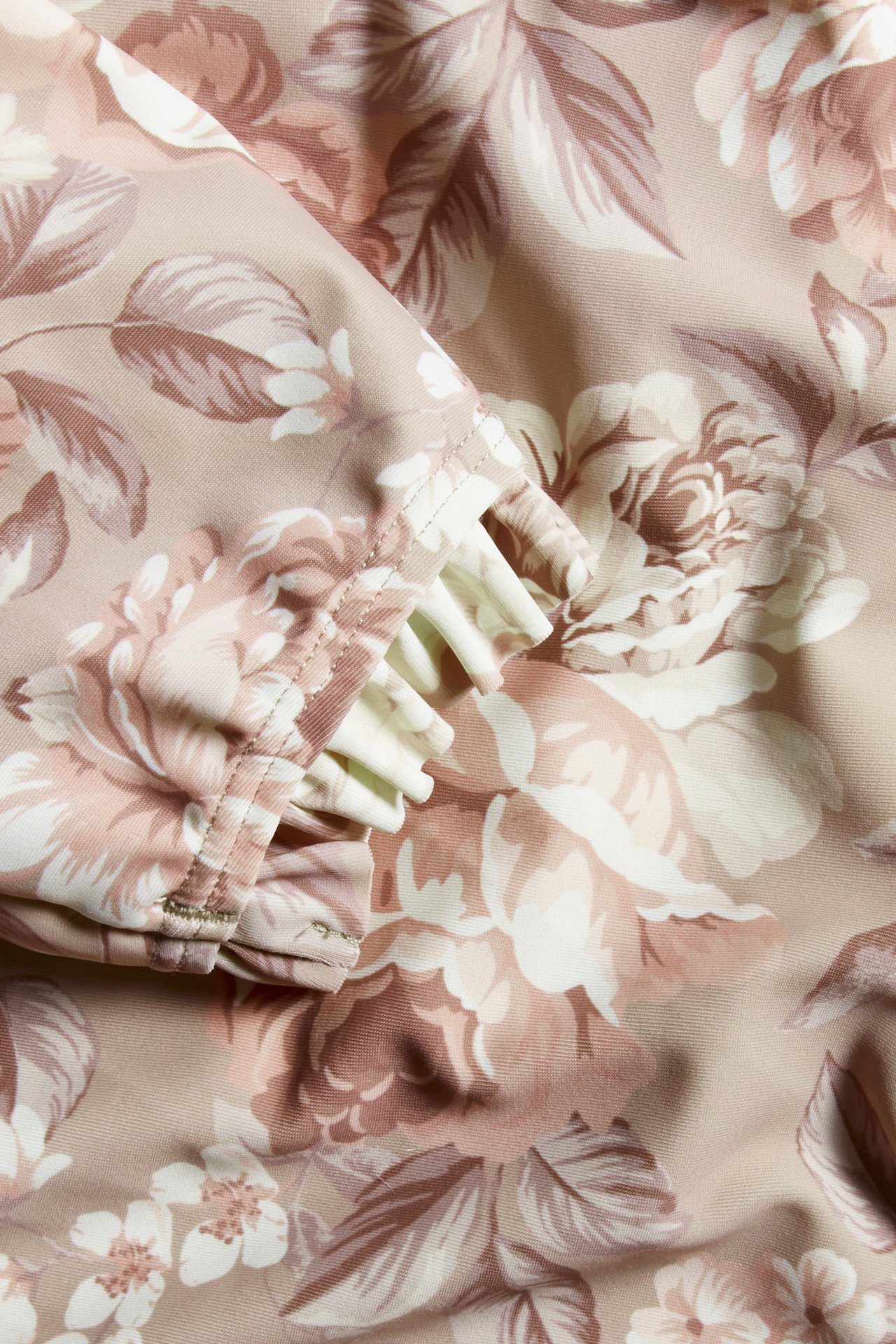 Floral 3/4 sleeves UV swimsuit - Beige - 1