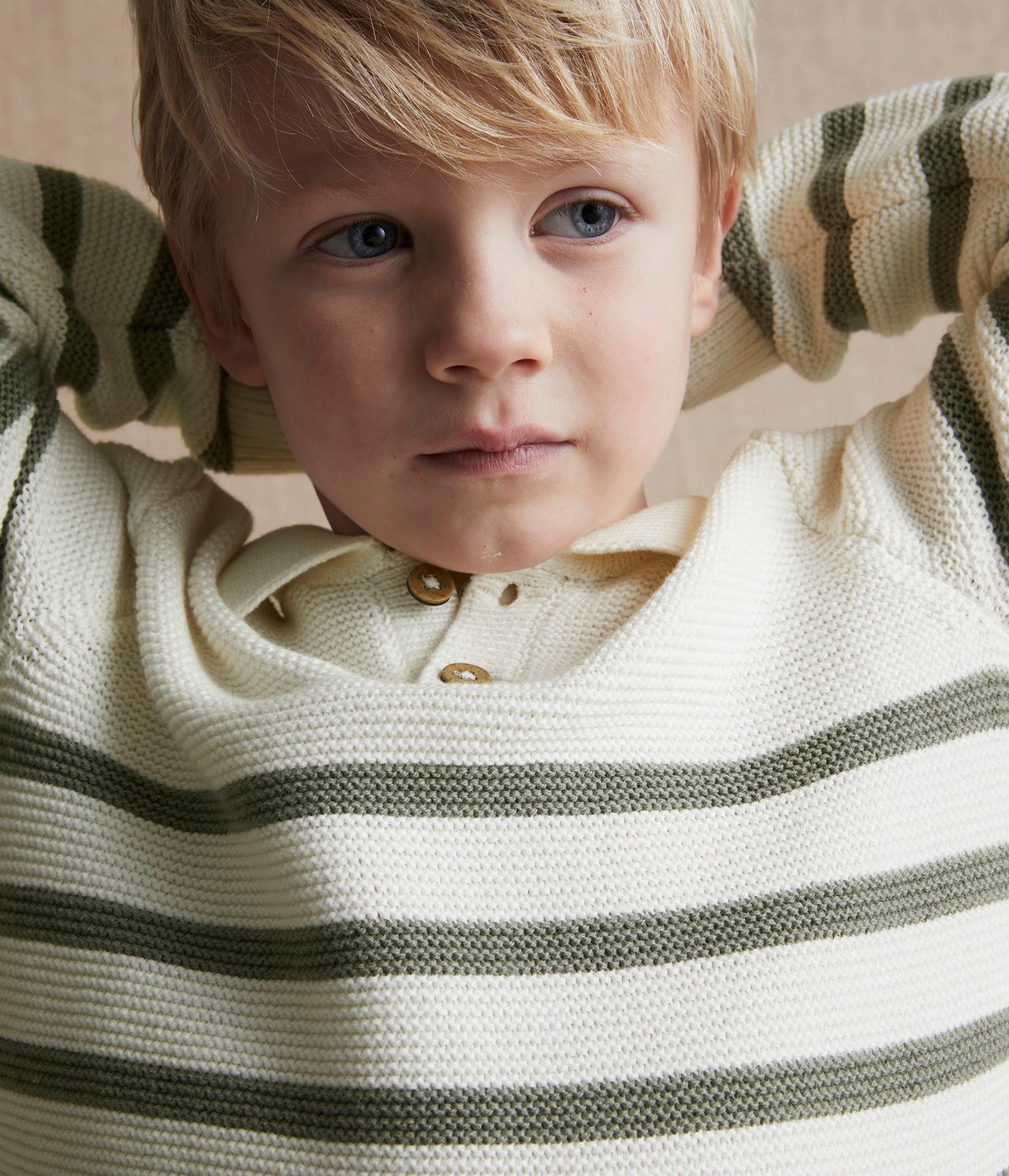Gestreifter Strickpullover - Naturweiß - 3