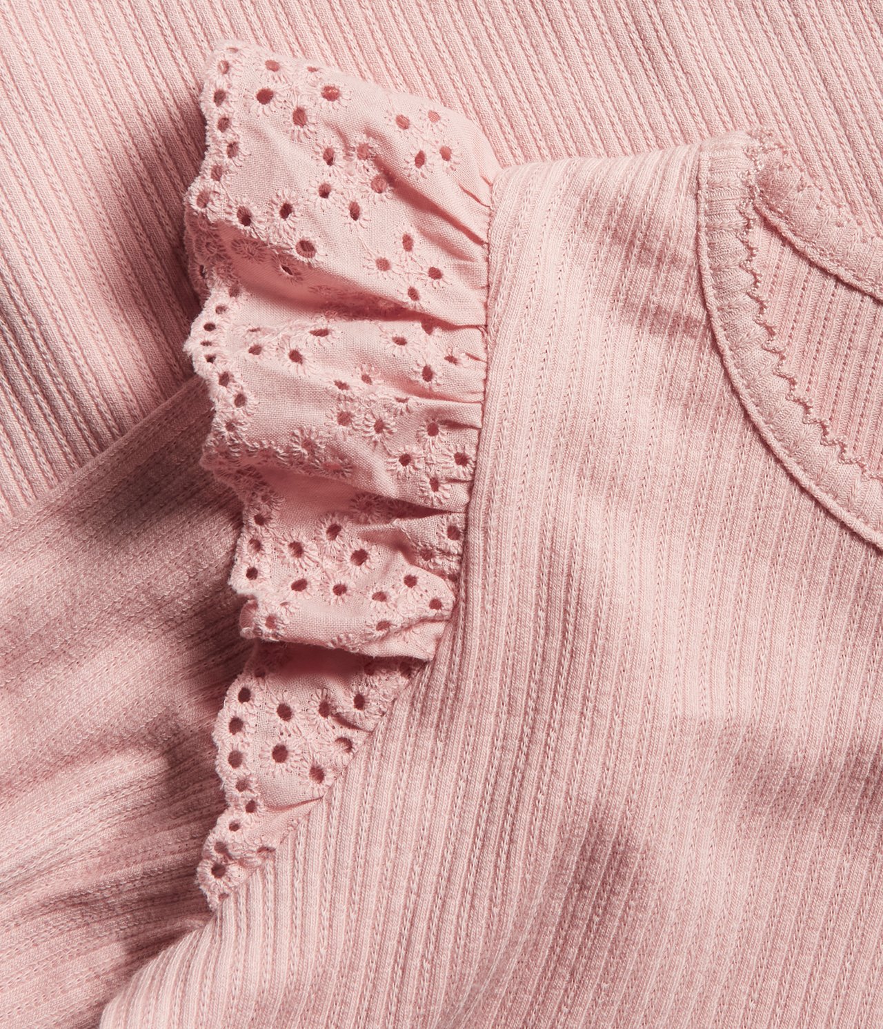 Lace-sleeve top - Pink - 1