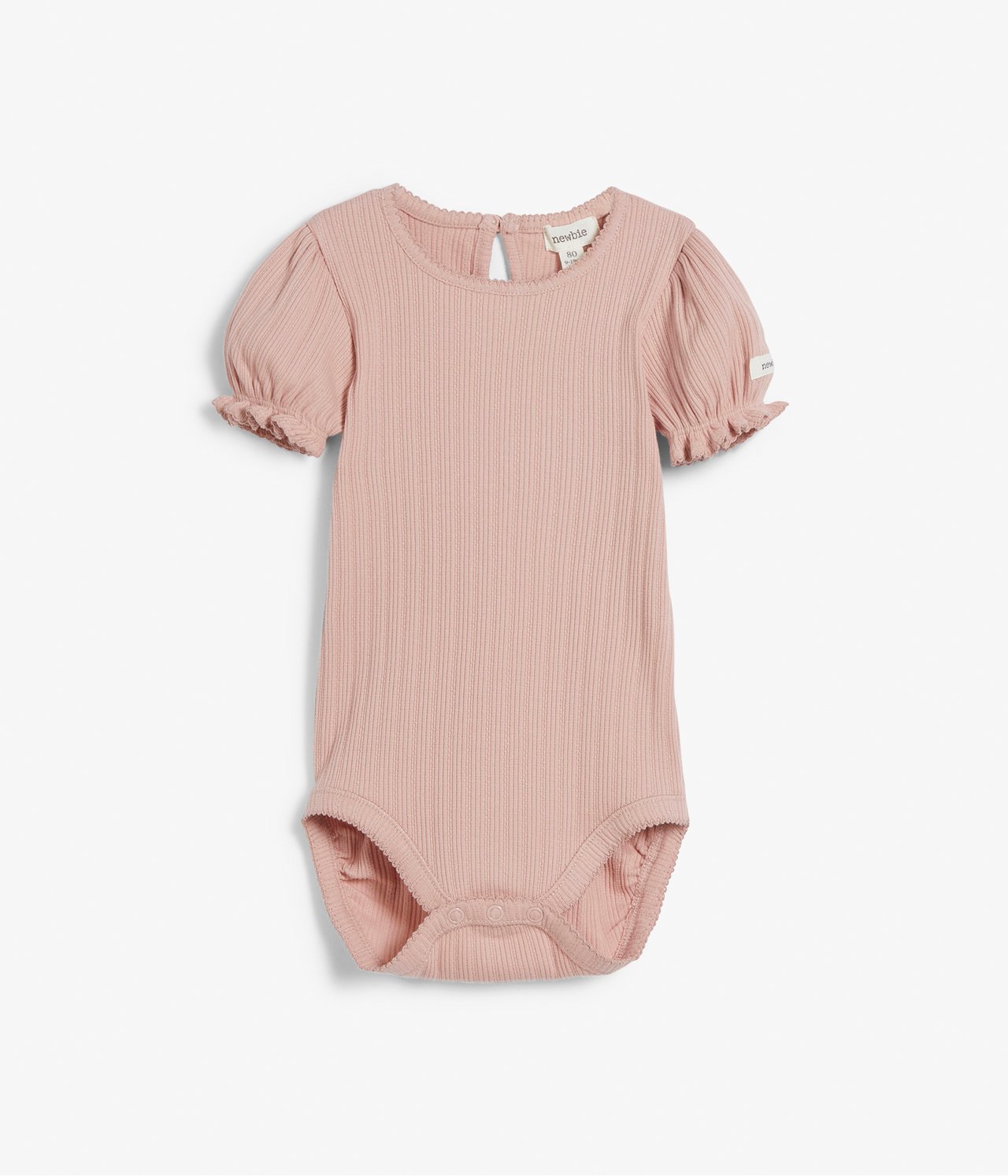 Ribbed short-sleeved bodysuit - Pink - 2