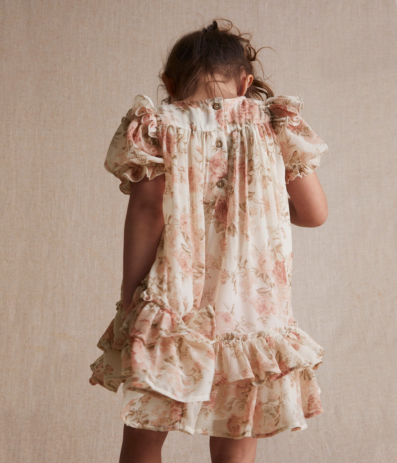 Spring rose chiffon dress - Off-white - 8