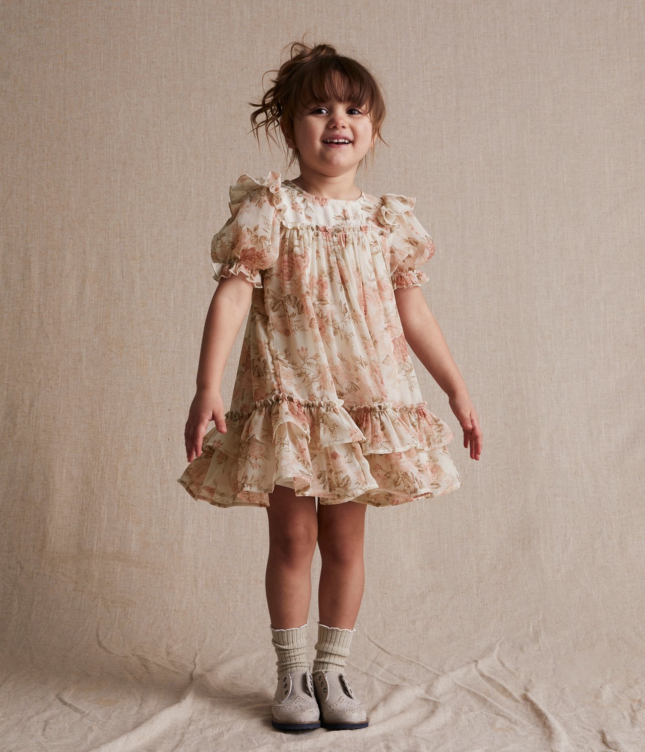 Spring rose chiffon dress - Off-white - 1