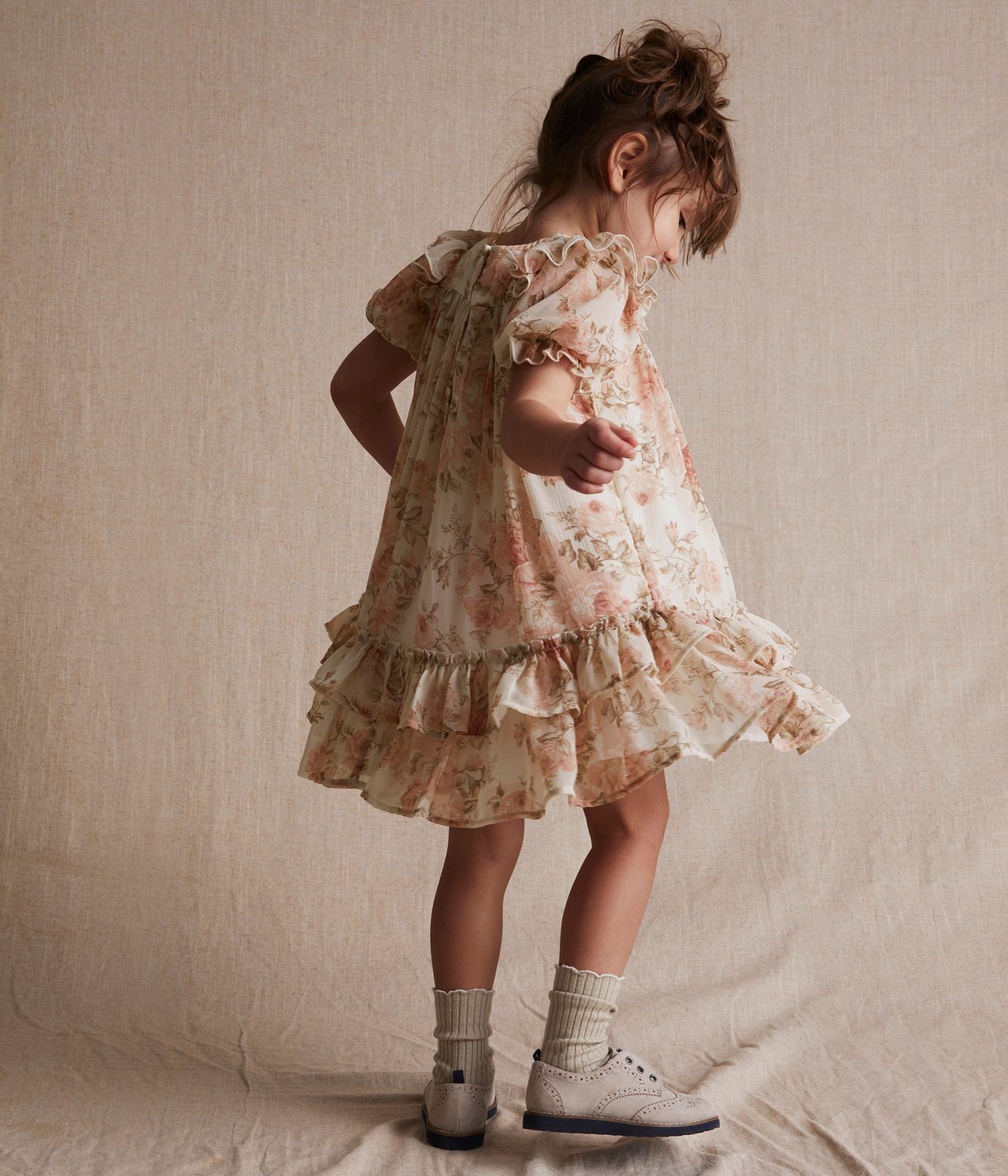 Spring rose chiffon dress - Off-white - 4
