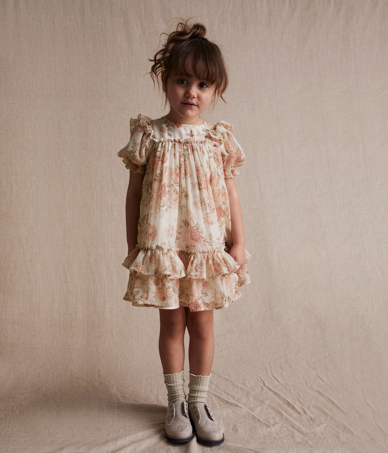 Spring rose chiffon dress - Off-white - 6