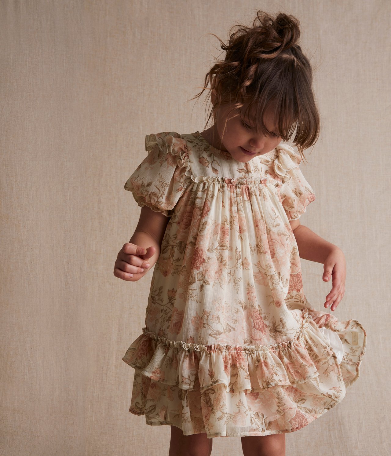 Spring rose chiffon dress - Off-white - 7