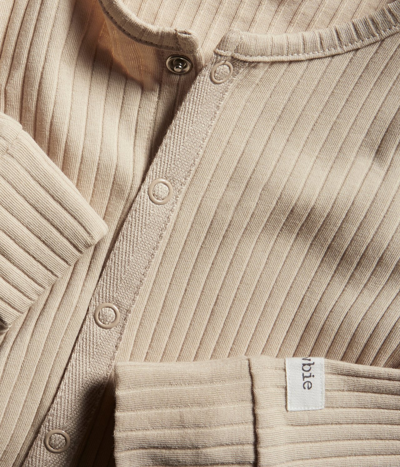 Gerippter Schlafanzug - Beige - 1