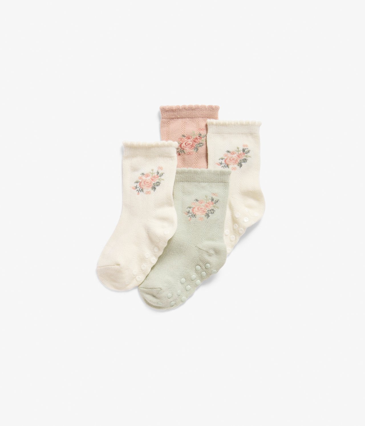 Multi rose embroidery socks 4-pack - Off-white - 1