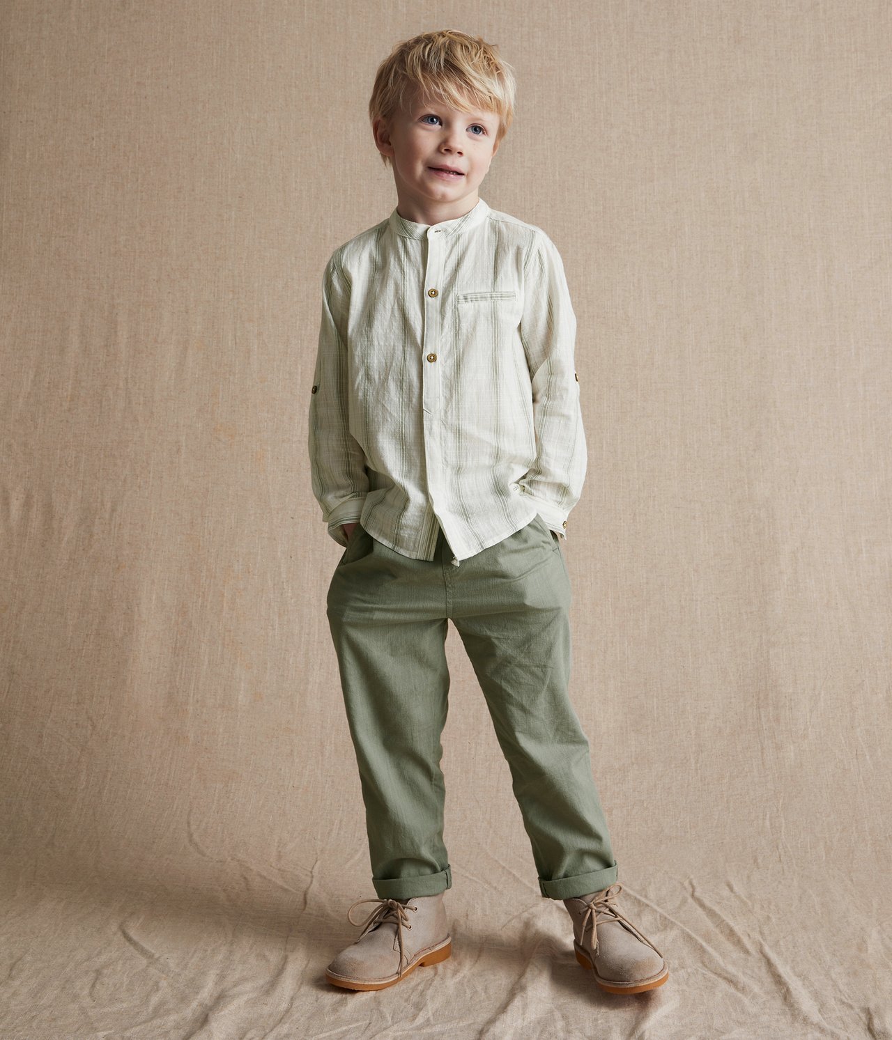 Striped Mason's collar shirt - Off-white - 2