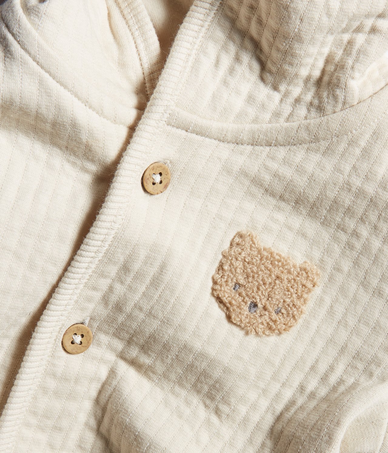 Gesteppte Jacke mit Teddy-Applikation - Hellbeige - 1