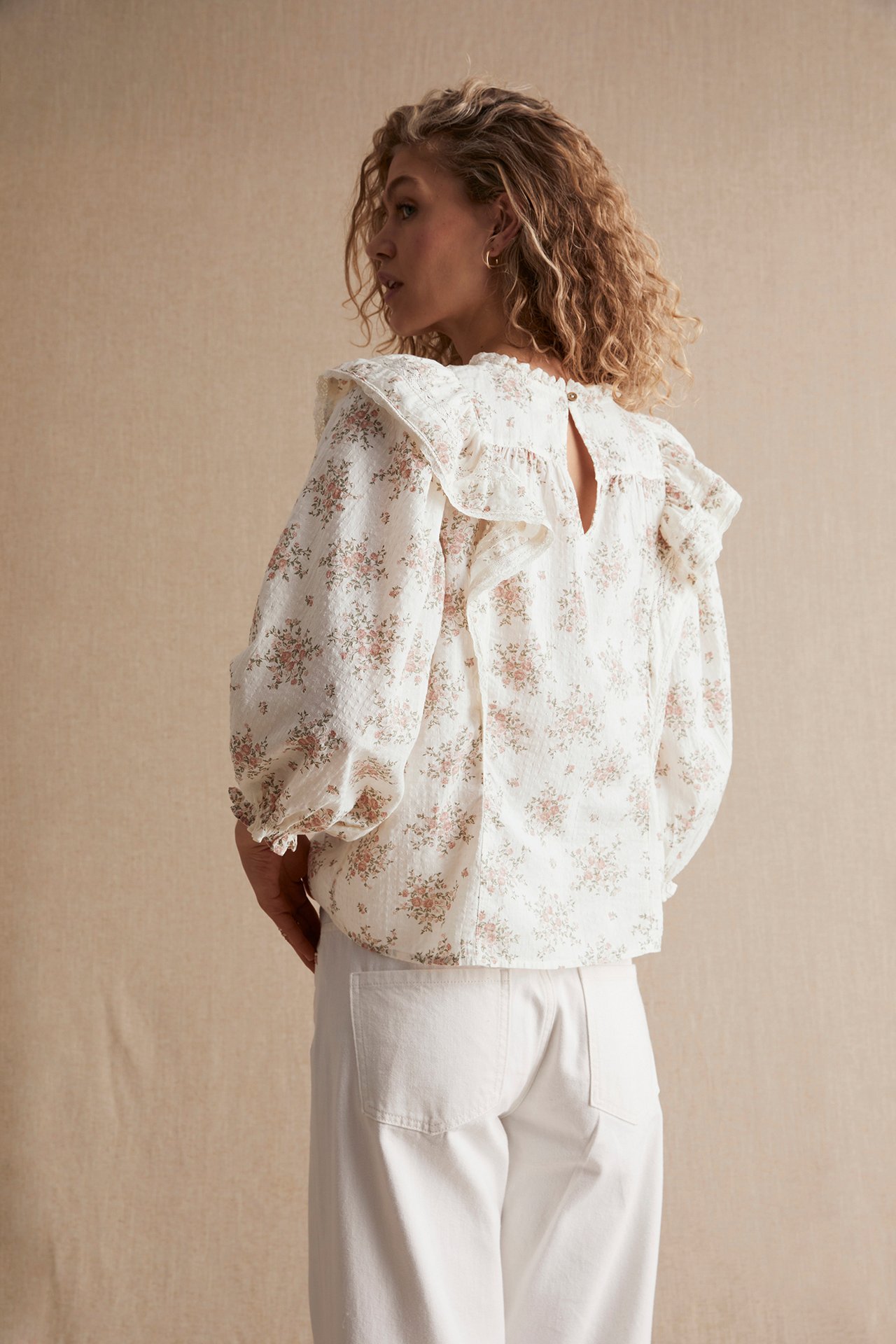 Bluse mit Blumenmuster für Damen - Naturweiß - 5
