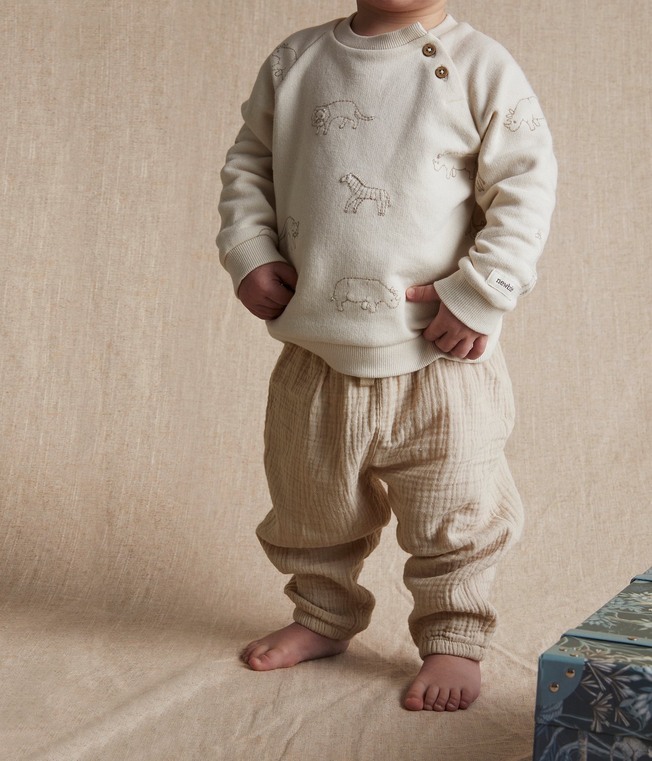 Gewebte Hose aus Musselin - Beige - 2