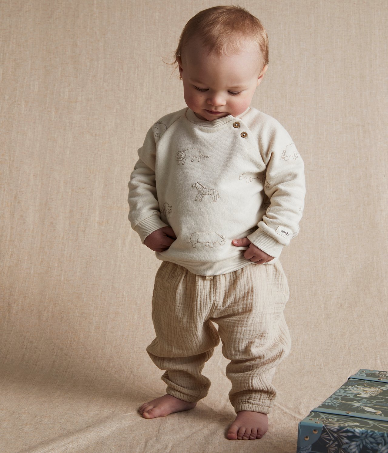 Gewebte Hose aus Musselin - Beige - 1