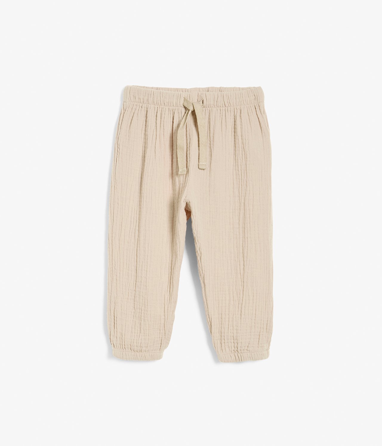 Gewebte Hose aus Musselin - Beige - 4