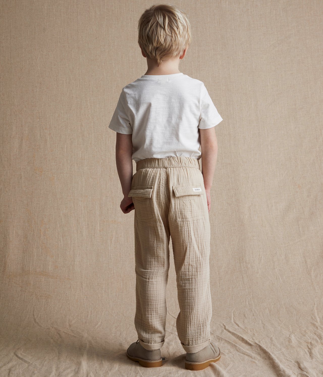Gewebte Hose aus Musselin - Beige - 4