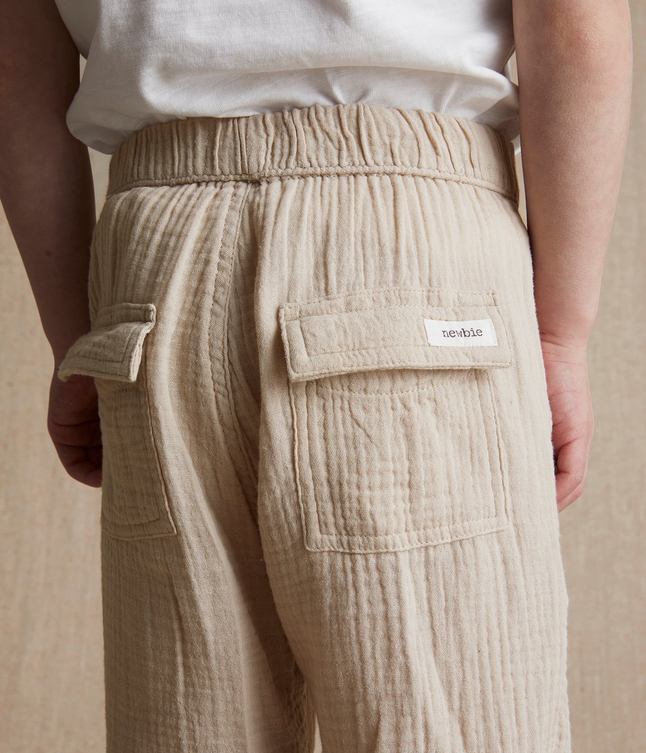 Gewebte Hose aus Musselin - Beige - 3
