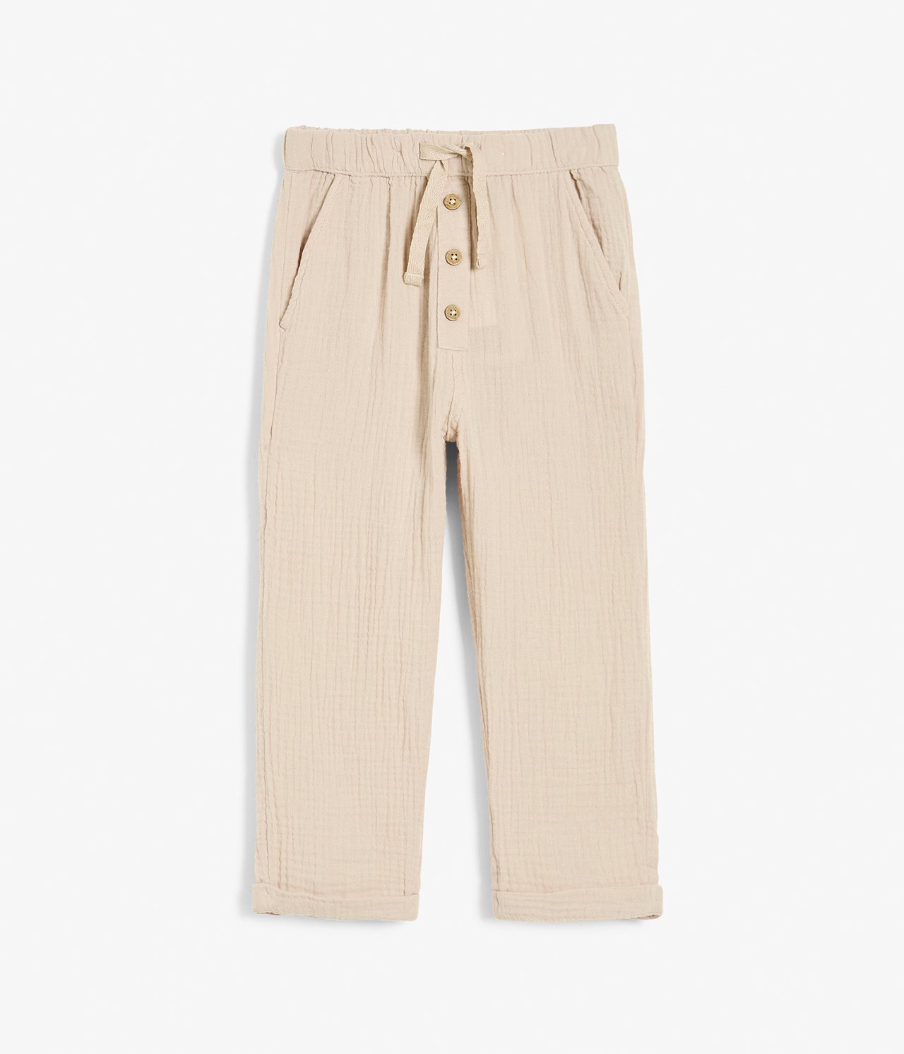 Gewebte Hose aus Musselin - Beige - 6