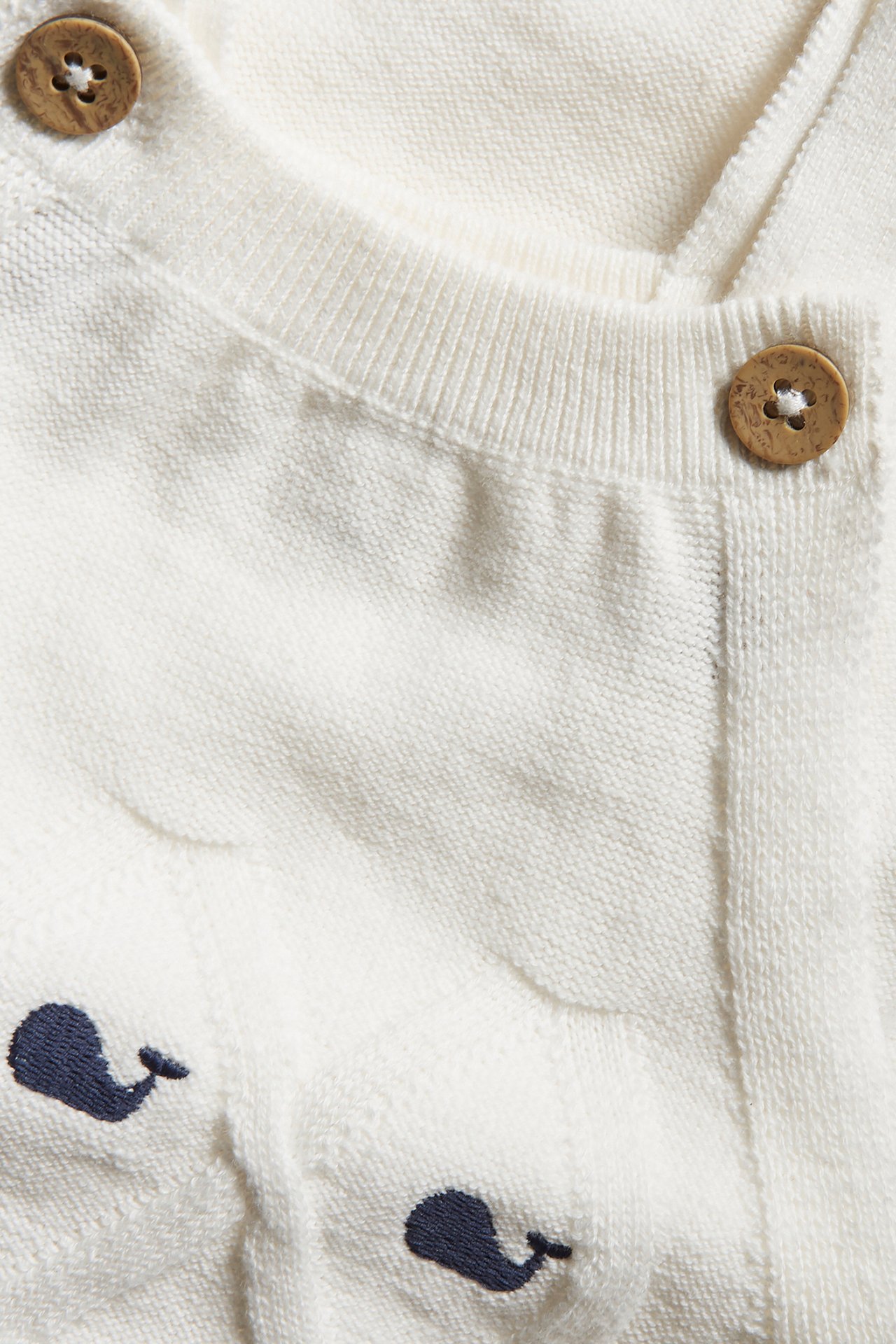 Knitted whale dungaree shorts - Off-white - 2