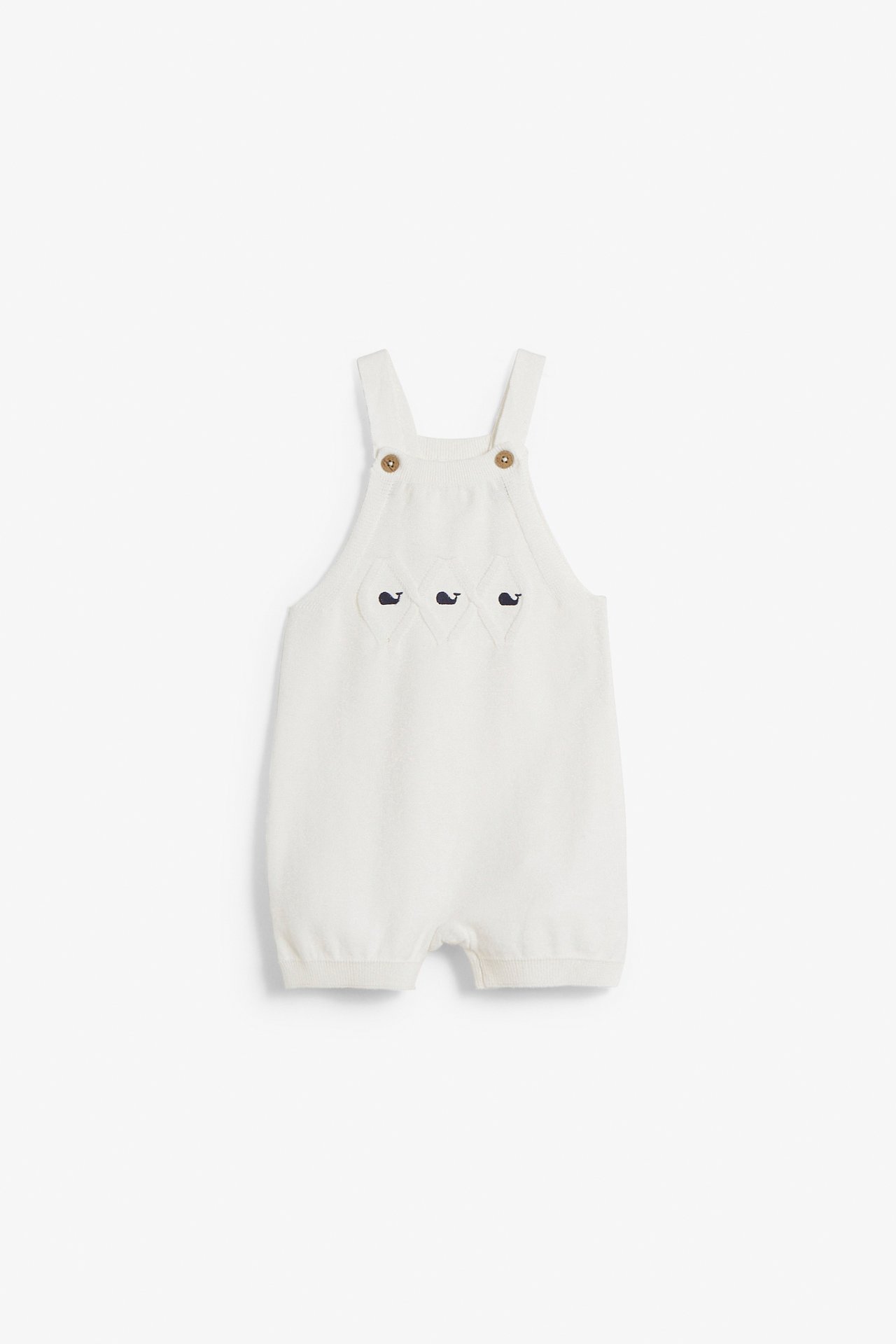 Knitted whale dungaree shorts - Off-white - 3