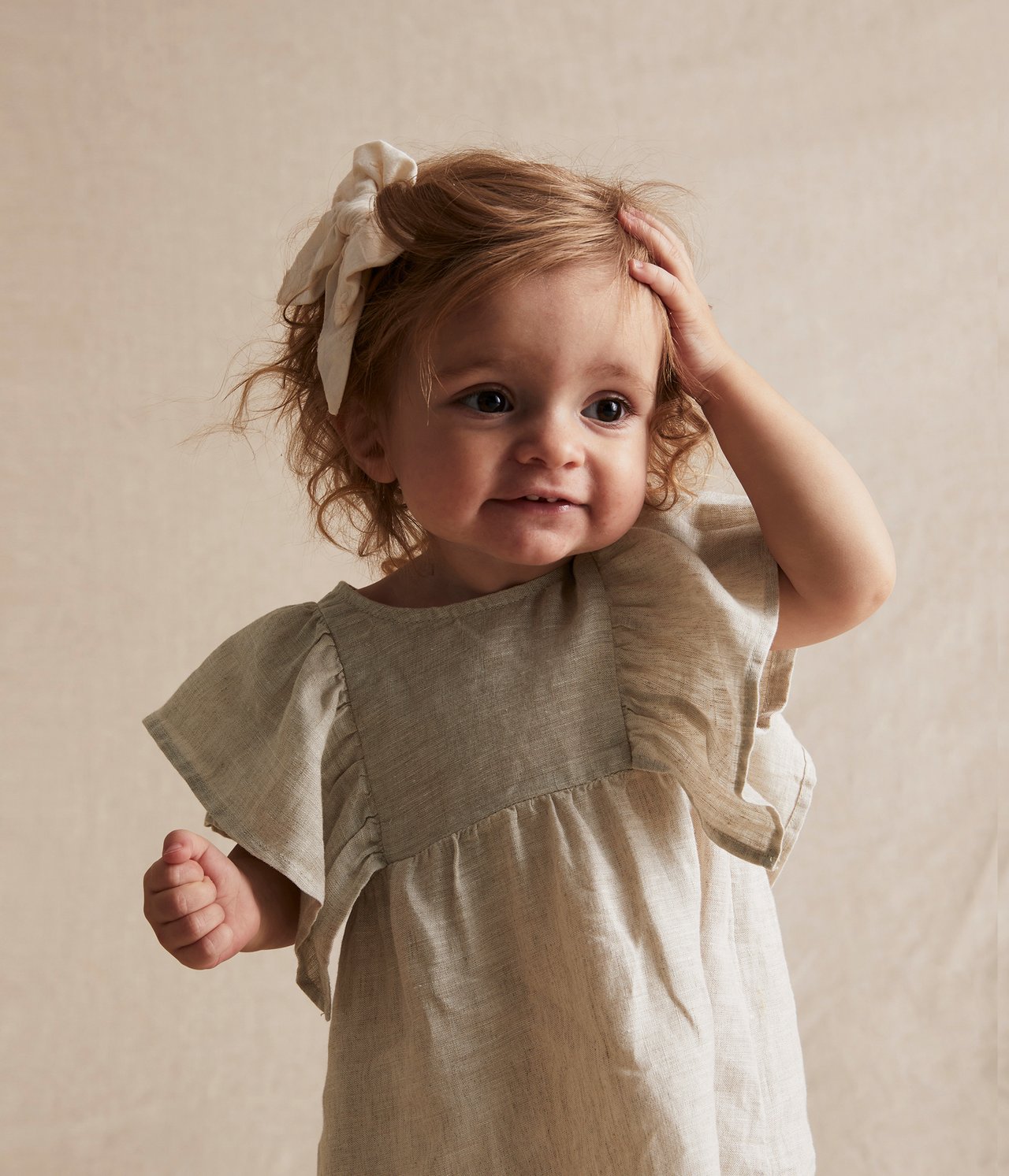 Kleid aus Leinen - Hellbeige - 2
