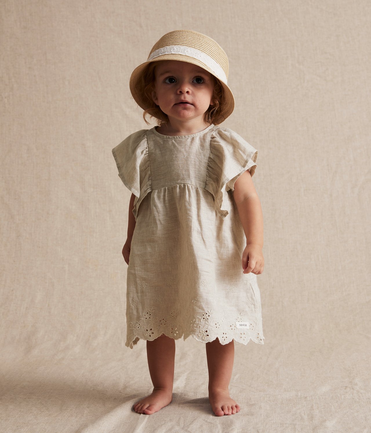 Kleid aus Leinen - Hellbeige - 4