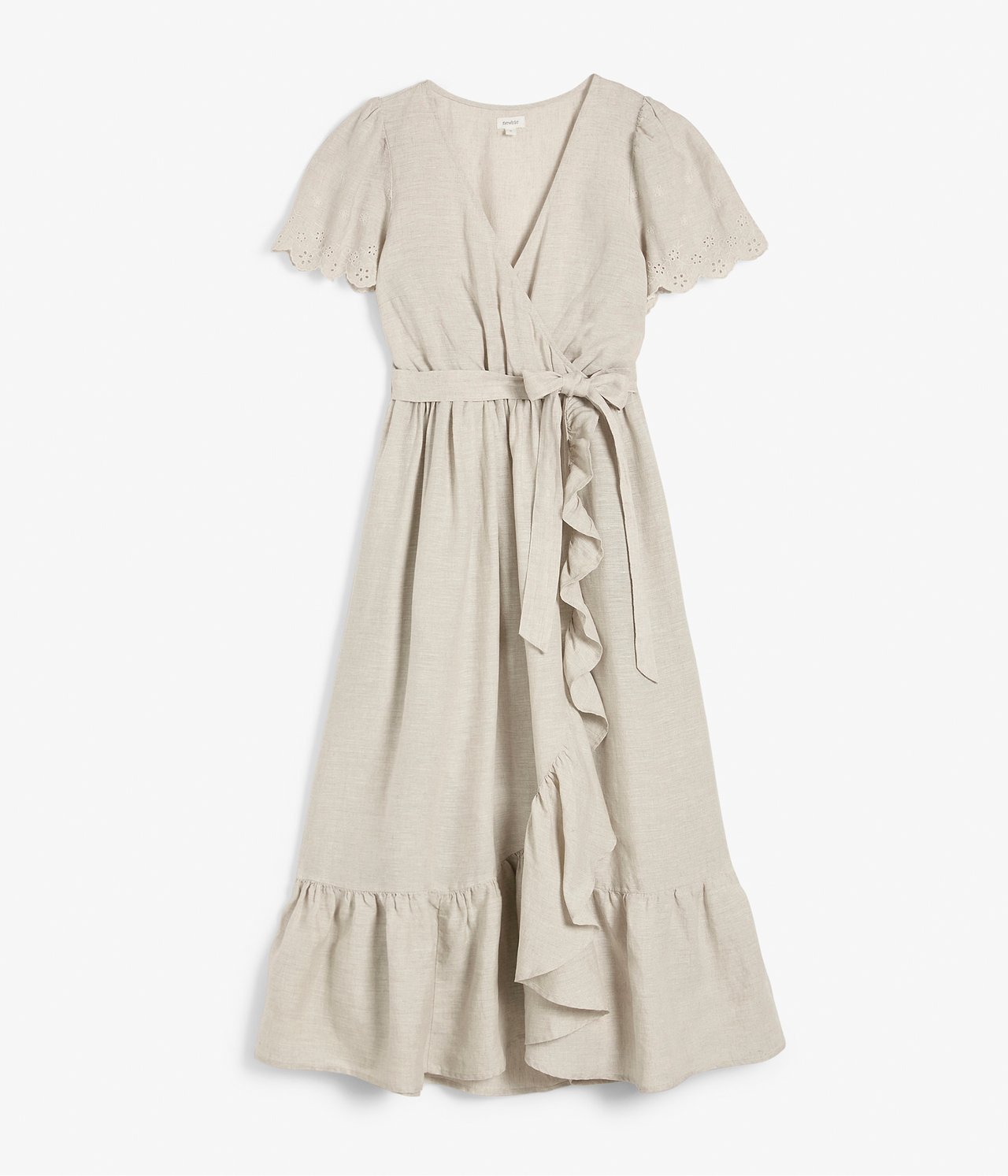 Women's linen wrap dress - Light beige - 8