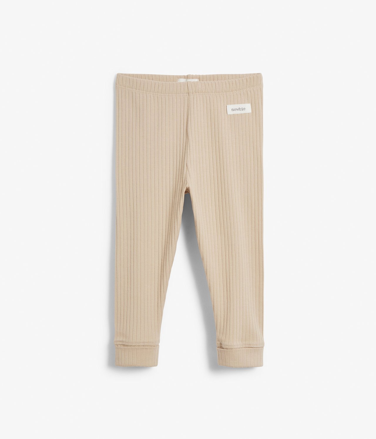 Gerippte Leggings - Beige - 2