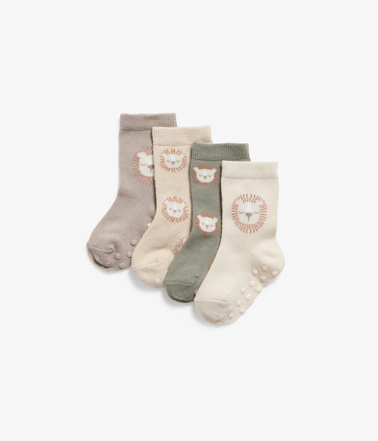 Multi lion socks 4pk - Light beige - 1