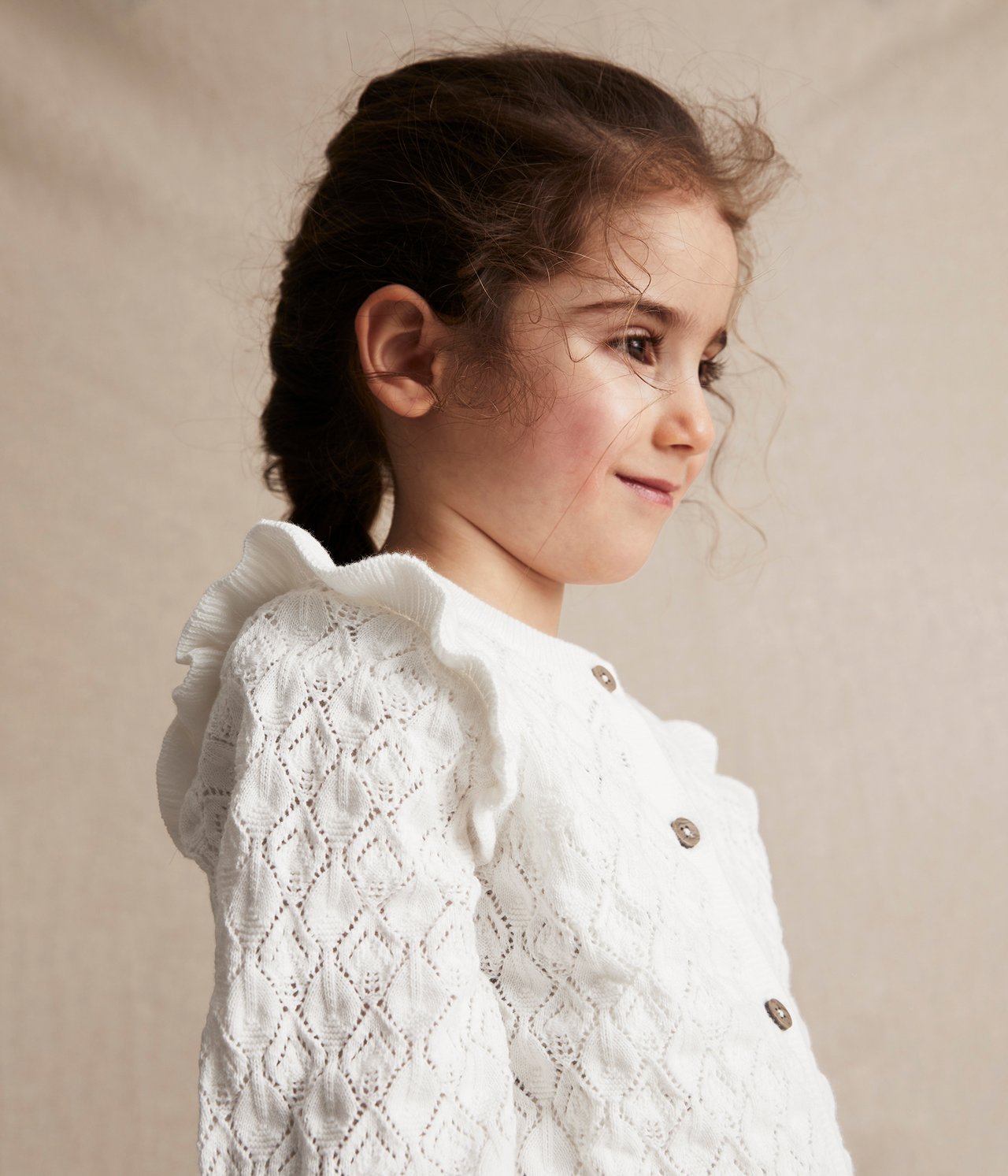 Gemusterte Strickjacke - Naturweiß - 4