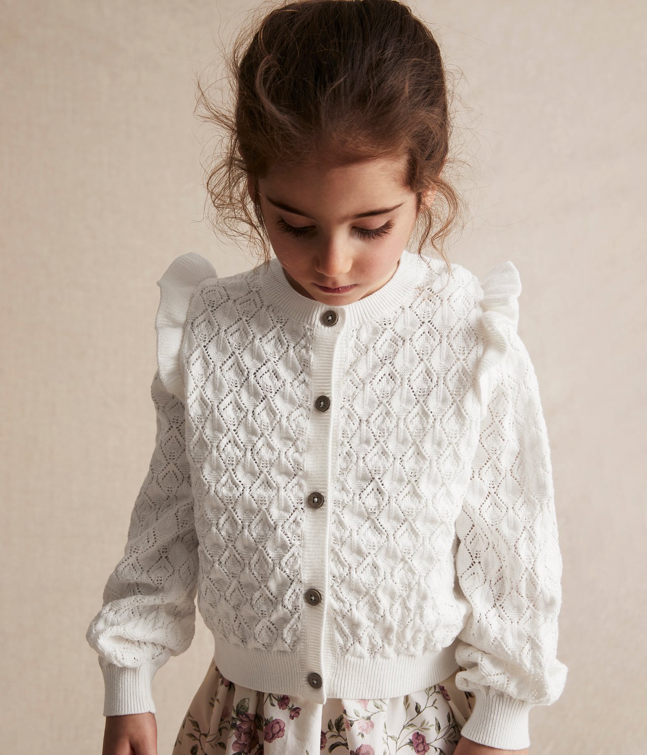Gemusterte Strickjacke - Naturweiß - 1