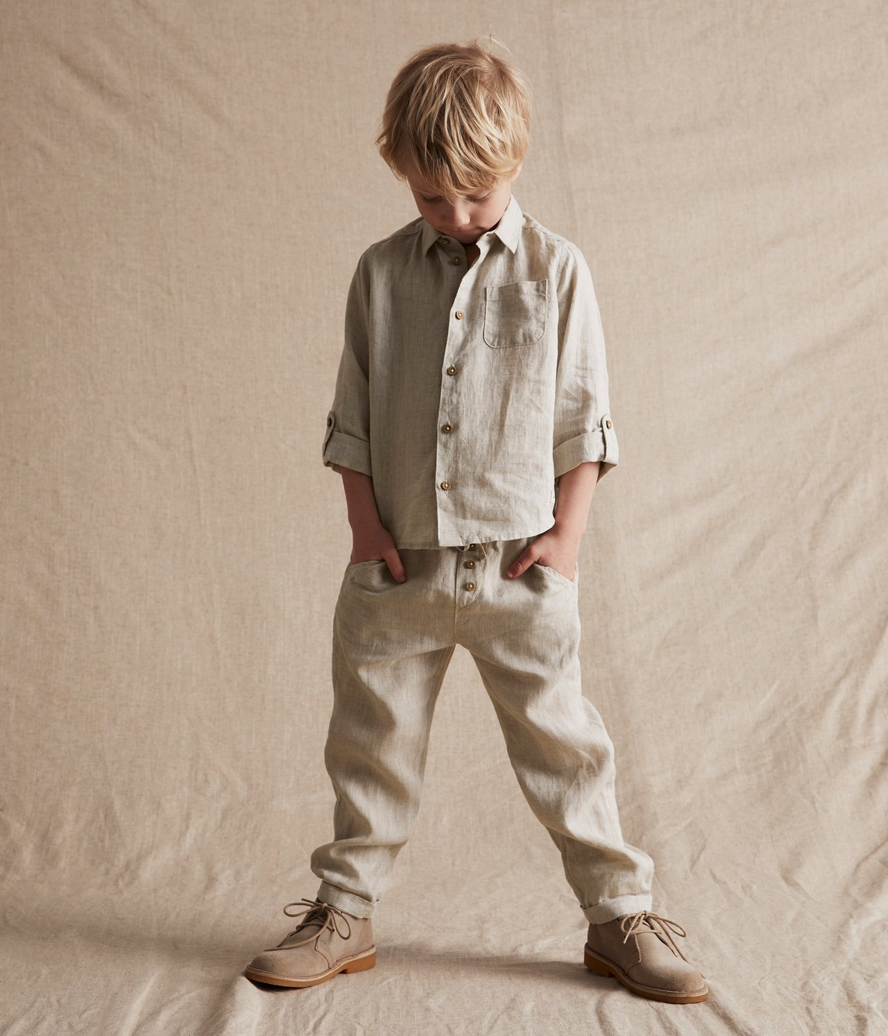 Hose aus Leinen - Hellbeige - 1