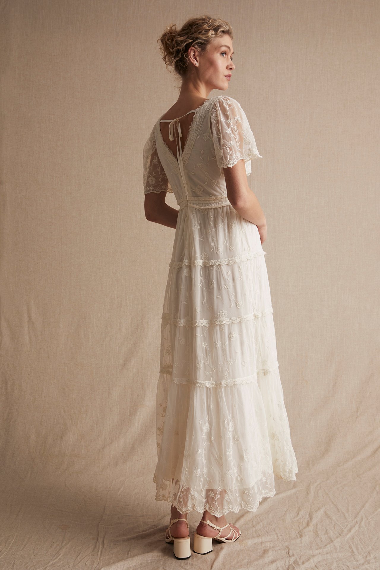 Hochzeitskleid aus Mesh für Damen - Naturweiß - 181 cm/Größe S - 9