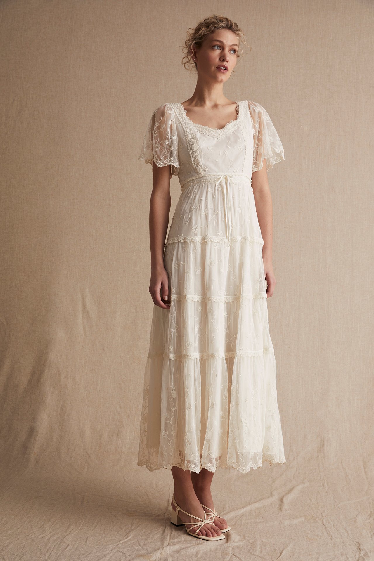 Hochzeitskleid aus Mesh für Damen - Naturweiß - 181 cm/Größe S - 2